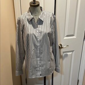 Talbots Classic Black and White Striped Shirt